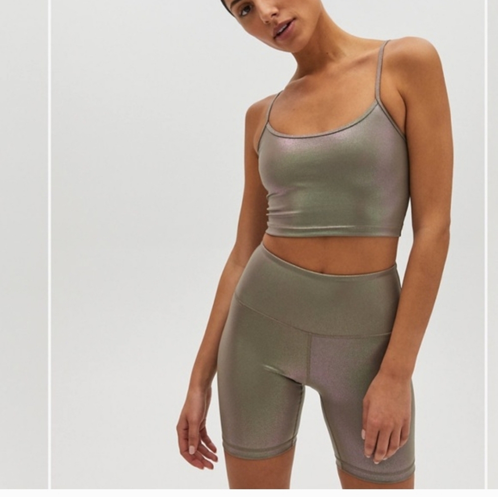 Artizia TNA Metallic Sparkling  Biker Shorts 7" M &  Scoop Tank M coord Set